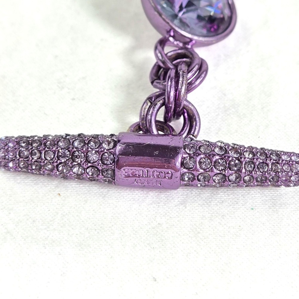 Juicy Couture Purple Gumdrop Round Crystal Pave Rhinestone‎ Toggle Bracelet 7" - Picture 5 of 16